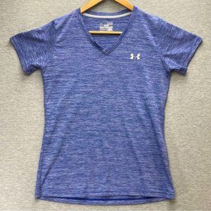 UNDER Armour Semi-Fitted Purple Grey Womens T-Shirt Size Medium heatgear